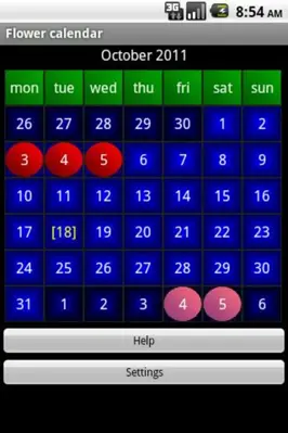 Flower calendar (free) android App screenshot 1